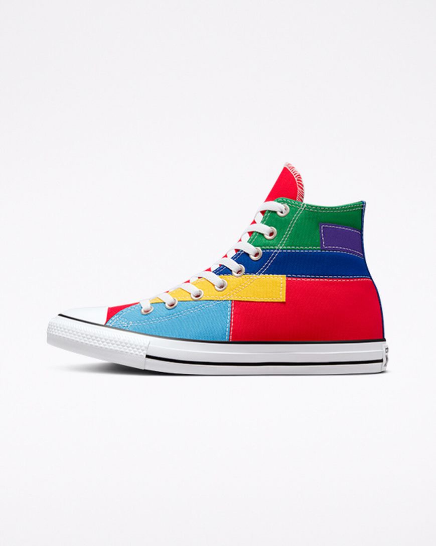 Zapatillas Altas Converse Chuck Taylor All Star Patchwork Mujer Rojas Azules | PE 2450WP